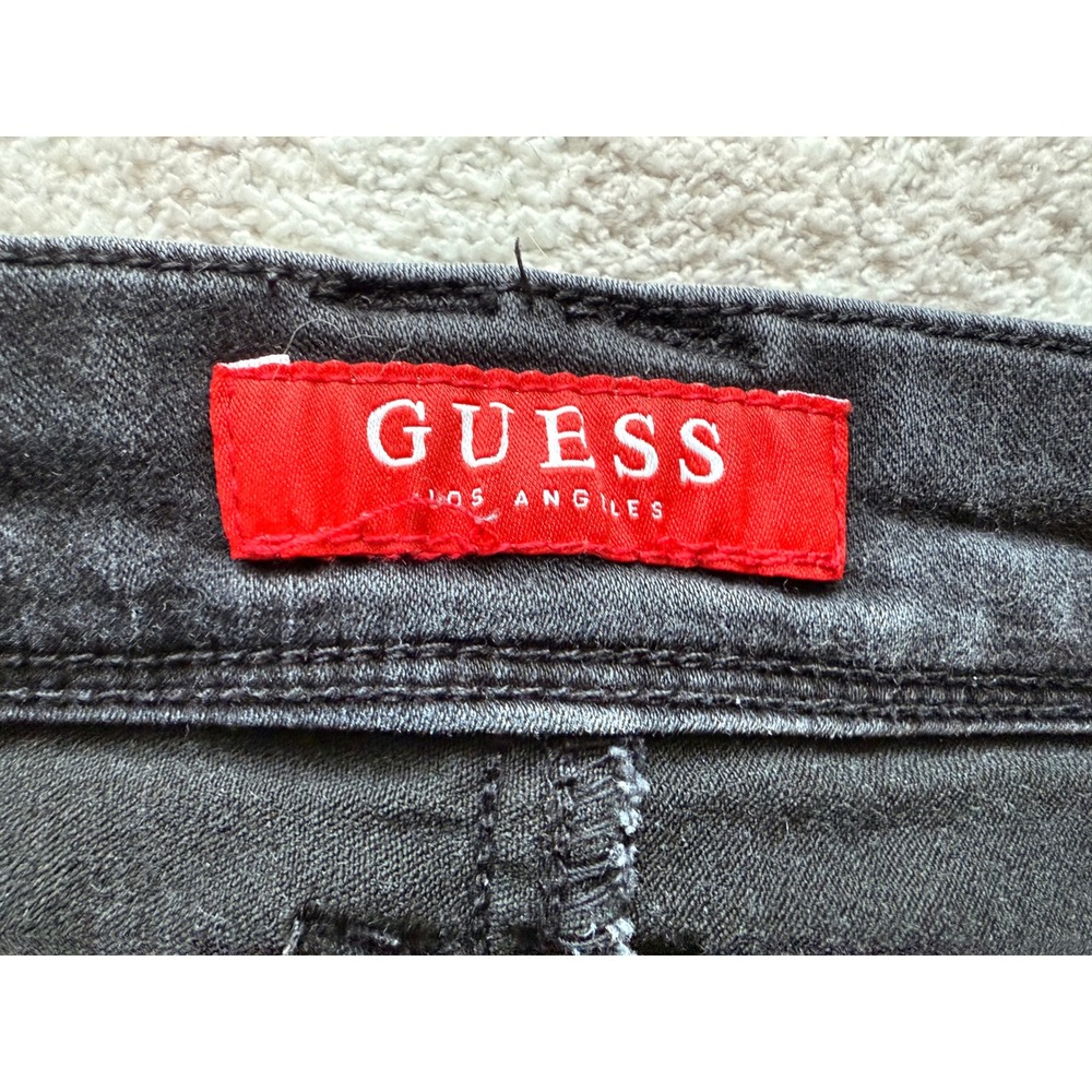 Vintage GUESS Black Flare Jeans Y2K 90s Low Rise Triangle Logo Women's size 26 - Picture 5 of 5